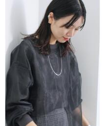 Samansa Mos2 blue | オーガンジードッキングプルオーバー(Tシャツ/カットソー)