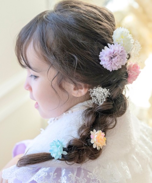 ヘアクリップ レジン 6.5cmオーバルマトリカリアとヒメウツギ プリンス