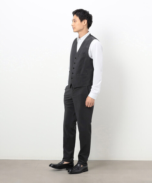 COMME CA ISM（コムサイズム）の「【セットアップ対応】 トリコットコーデュロイ ベスト（スーツベスト・メンズ・チャコール/ネイビー/カーキ・SMALL/MEDIUM/LARGE）」の4枚目の写真