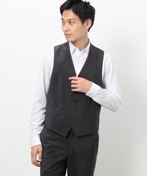 COMME CA ISM（コムサイズム）の「【セットアップ対応】 トリコットコーデュロイ ベスト（スーツベスト・メンズ・チャコール/ネイビー/カーキ・SMALL/MEDIUM/LARGE）」の6枚目の写真