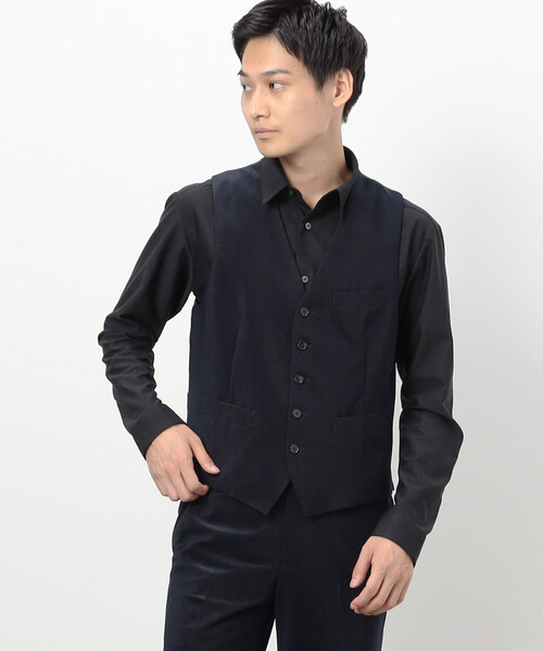 COMME CA ISM ブラック スーツベスト 150cm COMME CA ISM スーツ ベスト 「セットアップ対応」ポリエステル