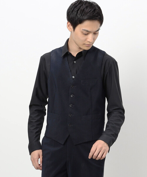 COMME CA ISM（コムサイズム）の「【セットアップ対応】 トリコットコーデュロイ ベスト（スーツベスト・メンズ・チャコール/ネイビー/カーキ・SMALL/MEDIUM/LARGE）」の9枚目の写真