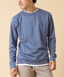 《ビジカジ対応》フェイクレイヤード ハイゲージスムース 長袖Tシャツ