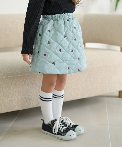 Lycee mine（リセマイン）の「【インナーパンツ付き】キルティングギャザーたっぷりスカート（スカート・キッズ・ミント/アイボリー/ブラック/ピンク/ブラウン・100cm/110cm/120cm/130cm/140cm/150cm）」の4枚目の写真