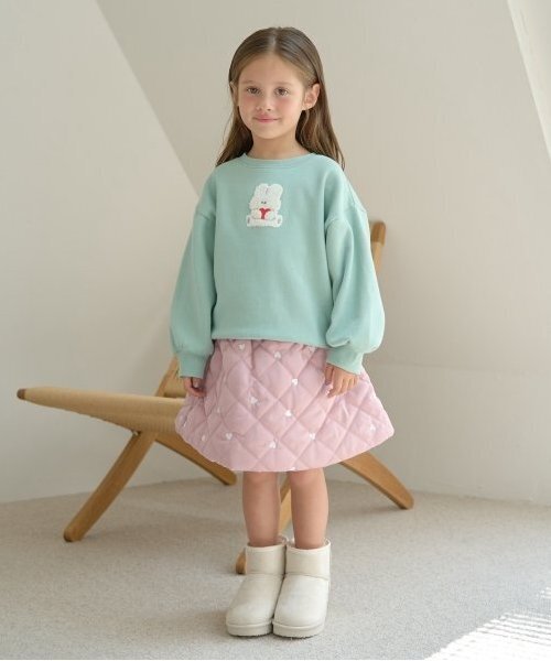 Lycee mine（リセマイン）の「【インナーパンツ付き】キルティングギャザーたっぷりスカート（スカート・キッズ・ミント/アイボリー/ブラック/ピンク/ブラウン・100cm/110cm/120cm/130cm/140cm/150cm）」の16枚目の写真