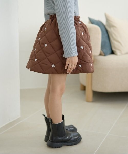 セール】【インナーパンツ付き】キルティングギャザーたっぷりスカート