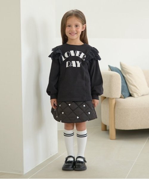 Lycee mine（リセマイン）の「【インナーパンツ付き】キルティングギャザーたっぷりスカート（スカート・キッズ・ミント/アイボリー/ブラック/ピンク/ブラウン・100cm/110cm/120cm/130cm/140cm/150cm）」の10枚目の写真