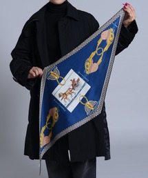 CALIFORNIA OUTFITTERS | 3-9B38 ダイヤモンド スカーフ 47×123㎝ ひし形 レトロ ヴィンテージ風 プリント 総柄 シルクタッチ(バンダナ/スカーフ)