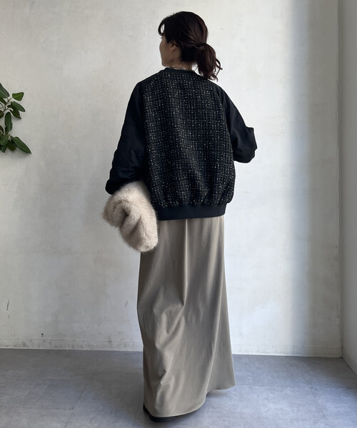 DouDou（ドゥドゥ）の「【WEB限定】MA-1スリーブツイードブルゾン（ブルゾン・レディース・ブラック/グレー/オフホワイト・FREE）」の15枚目の写真