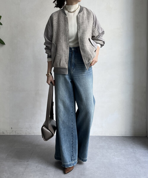 DouDou（ドゥドゥ）の「【WEB限定】MA-1スリーブツイードブルゾン（ブルゾン・レディース・ブラック/グレー/オフホワイト・FREE）」の20枚目の写真