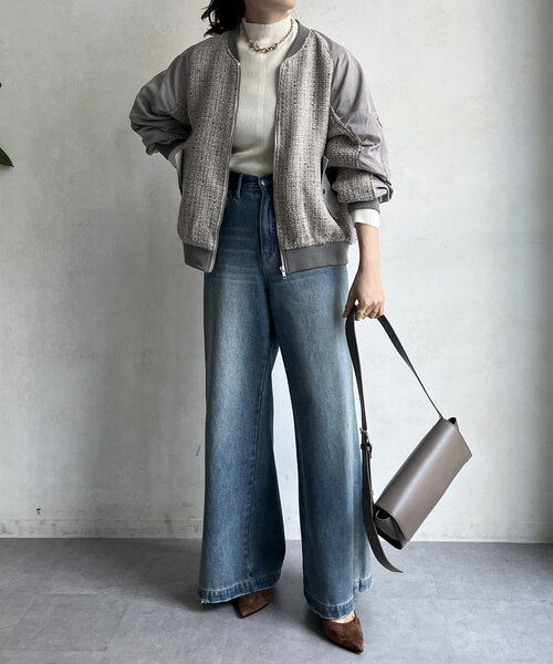 DouDou（ドゥドゥ）の「【WEB限定】MA-1スリーブツイードブルゾン（ブルゾン・レディース・ブラック/グレー/オフホワイト・FREE）」の22枚目の写真