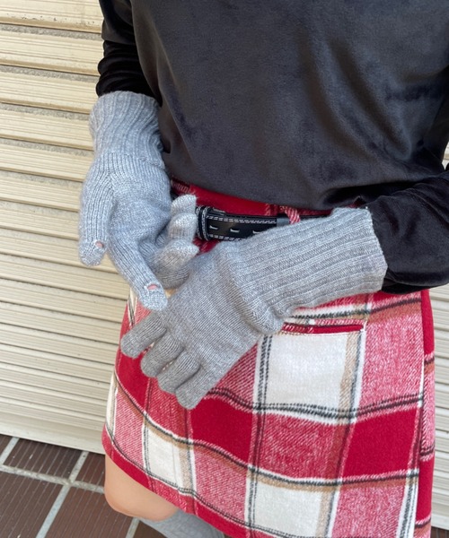 RUBY AND YOU（ルビーアンドユー）の「［select］リブニットグローブ（手袋・レディース・グレー/ベージュ・FREE）」の2枚目の写真