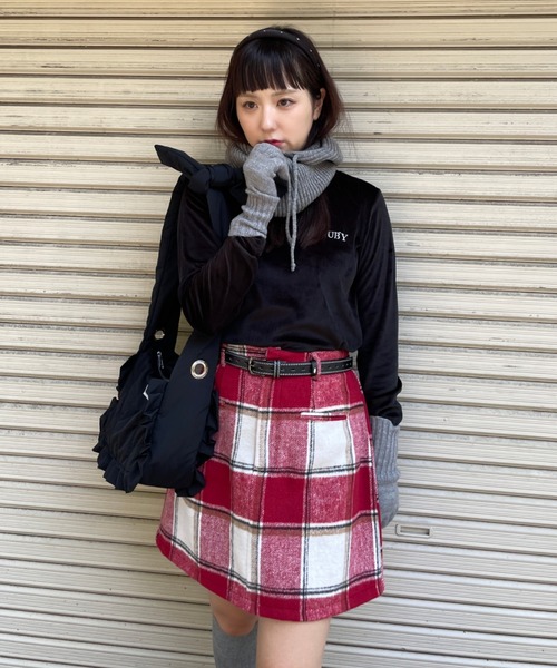 RUBY AND YOU（ルビーアンドユー）の「［select］リブニットグローブ（手袋・レディース・グレー/ベージュ・FREE）」の4枚目の写真