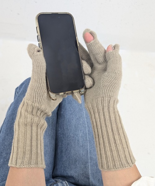 RUBY AND YOU（ルビーアンドユー）の「［select］リブニットグローブ（手袋・レディース・グレー/ベージュ・FREE）」の9枚目の写真