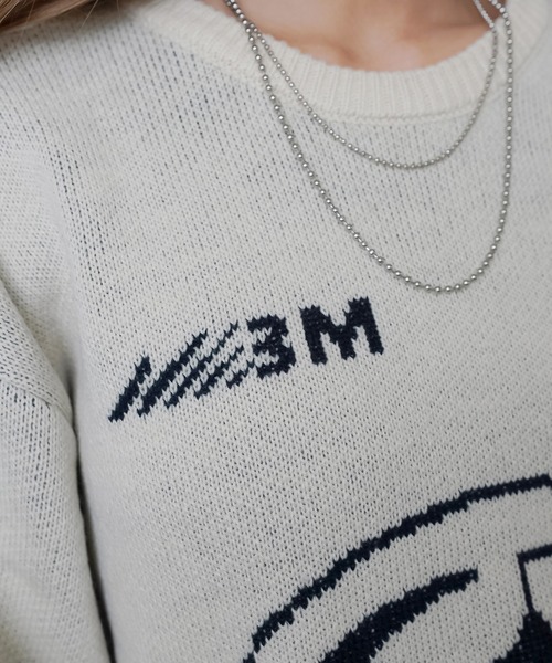 SPINNS（スピンズ）の「ゲームデザイン ビッグジャガードニット（ニット/セーター・レディース・キナリ/ブラック/ピンク/杢グレー・ONESIZE）」の10枚目の写真