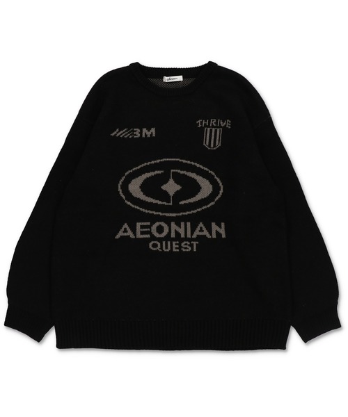 SPINNS（スピンズ）の「ゲームデザイン ビッグジャガードニット（ニット/セーター・レディース・キナリ/ブラック/ピンク/杢グレー・ONESIZE）」の12枚目の写真