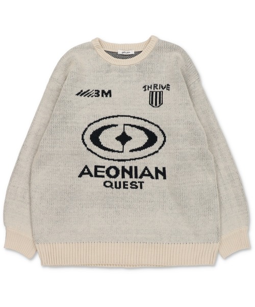 SPINNS（スピンズ）の「ゲームデザイン ビッグジャガードニット（ニット/セーター・レディース・キナリ/ブラック/ピンク/杢グレー・ONESIZE）」の11枚目の写真