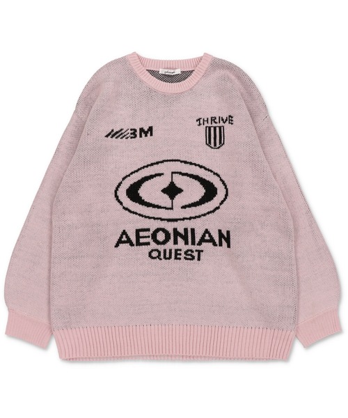 SPINNS（スピンズ）の「ゲームデザイン ビッグジャガードニット（ニット/セーター・レディース・キナリ/ブラック/ピンク/杢グレー・ONESIZE）」の13枚目の写真