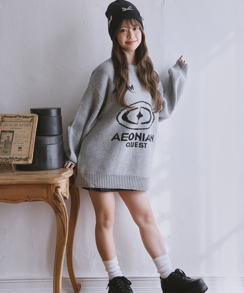 SPINNS（スピンズ）の「ゲームデザイン ビッグジャガードニット（ニット/セーター・レディース・キナリ/ブラック/ピンク/杢グレー・ONESIZE）」の17枚目の写真