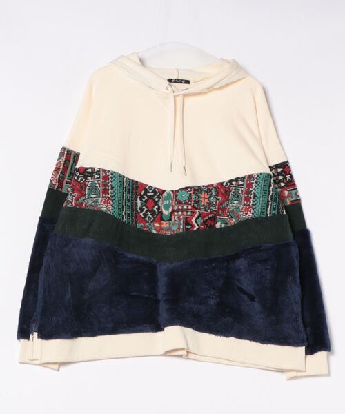 チャイハネ(チャイハネ)の「【チャイハネ】パッチワークMEN'Sパーカー(パーカー・メンズ・カーキ/マスタード/ホワイト・FREE)」の2枚目の写真