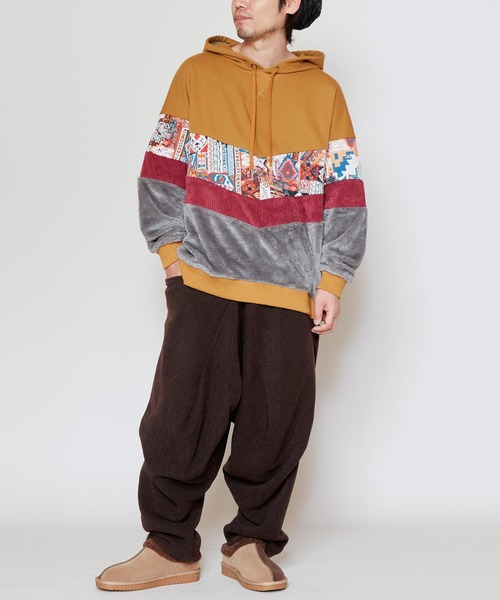 チャイハネ(チャイハネ)の「【チャイハネ】パッチワークMEN'Sパーカー(パーカー・メンズ・カーキ/マスタード/ホワイト・FREE)」の10枚目の写真