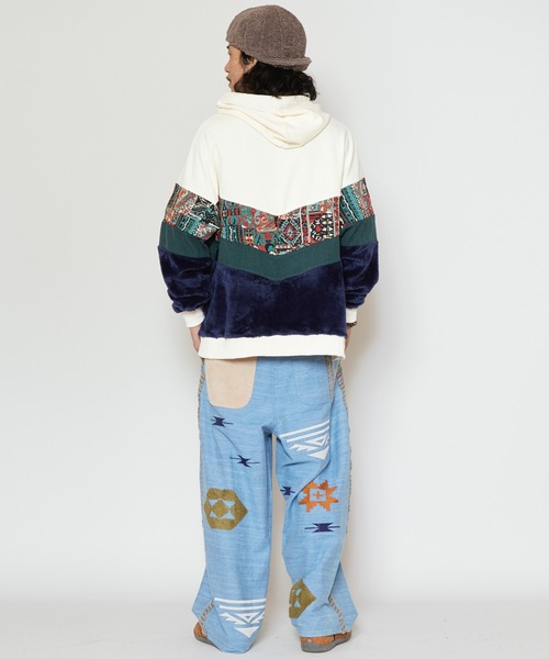 チャイハネ(チャイハネ)の「【チャイハネ】パッチワークMEN'Sパーカー(パーカー・メンズ・カーキ/マスタード/ホワイト・FREE)」の6枚目の写真