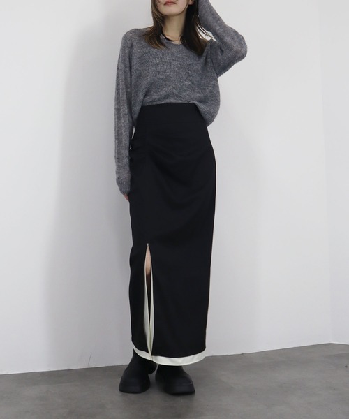 Reurie'(レウリィ)の「【ZOZO限定】MIXカラーシアーニット クルーネック 長袖 メランジ ローゲージ クロップド丈 韓国 シンプル ピンク グレー チャコール(ニット/セーター・レディース・ピンク/チャコールグレー・FREE)」の17枚目の写真