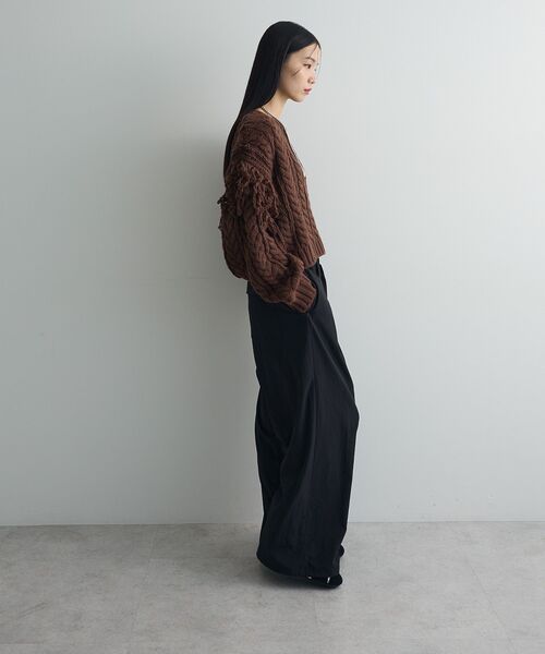 フリンジスリーブショート丈ケーブルニット（ニット/セーター）｜AnriettMusee（アンリエットミュゼ）