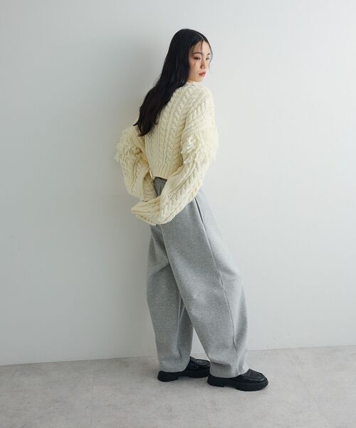 フリンジスリーブショート丈ケーブルニット（ニット/セーター）｜AnriettMusee（アンリエットミュゼ）