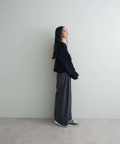 フリンジスリーブショート丈ケーブルニット（ニット/セーター）｜AnriettMusee（アンリエットミュゼ）