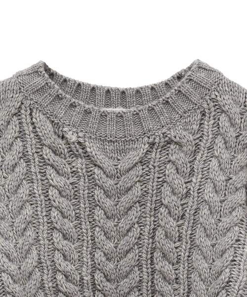 フリンジスリーブショート丈ケーブルニット（ニット/セーター）｜AnriettMusee（アンリエットミュゼ）