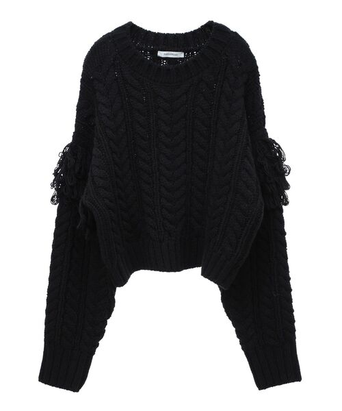 フリンジスリーブショート丈ケーブルニット（ニット/セーター）｜AnriettMusee（アンリエットミュゼ）