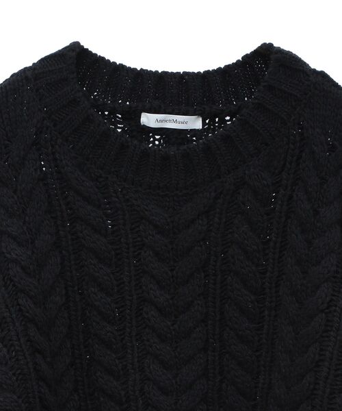 フリンジスリーブショート丈ケーブルニット（ニット/セーター）｜AnriettMusee（アンリエットミュゼ）