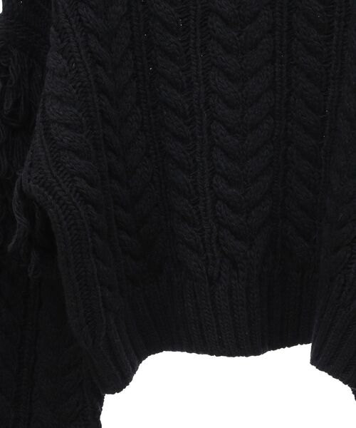 フリンジスリーブショート丈ケーブルニット（ニット/セーター）｜AnriettMusee（アンリエットミュゼ）