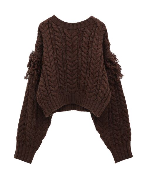 フリンジスリーブショート丈ケーブルニット（ニット/セーター）｜AnriettMusee（アンリエットミュゼ）