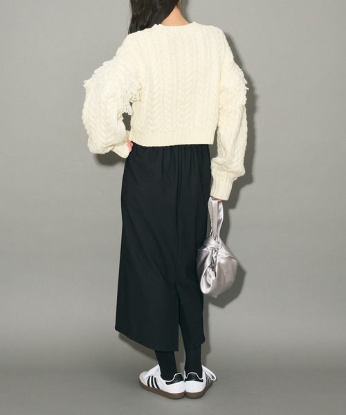 フリンジスリーブショート丈ケーブルニット（ニット/セーター）｜AnriettMusee（アンリエットミュゼ）