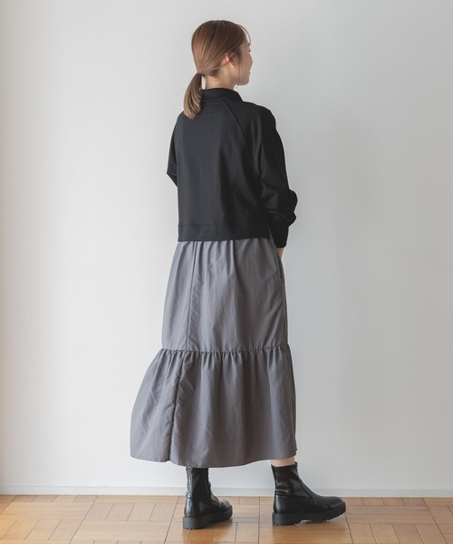 studio CLIP(スタディオクリップ)の「ハーフジップドッキングワンピース(ワンピース・レディース・モカ/アイボリー/ブラック・FREE)」の5枚目の写真