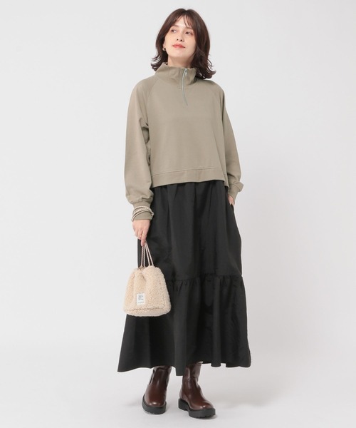 studio CLIP(スタディオクリップ)の「ハーフジップドッキングワンピース(ワンピース・レディース・モカ/アイボリー/ブラック・FREE)」の10枚目の写真