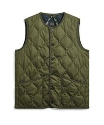 レディースのダウンベスト（グリーン・カーキ/緑色系・保湿