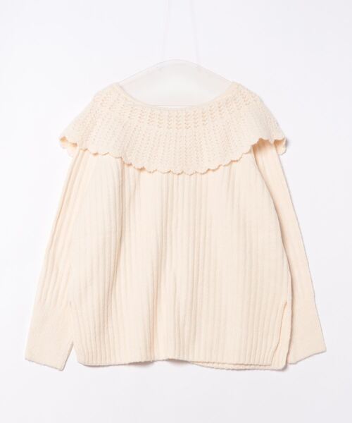 Crisp（クリスプ）の「スカラップカラーリボンニットカーディガン（ニット/セーター・レディース・アイボリー/ベージュ/グリーン/イエロー・FREE）」の12枚目の写真