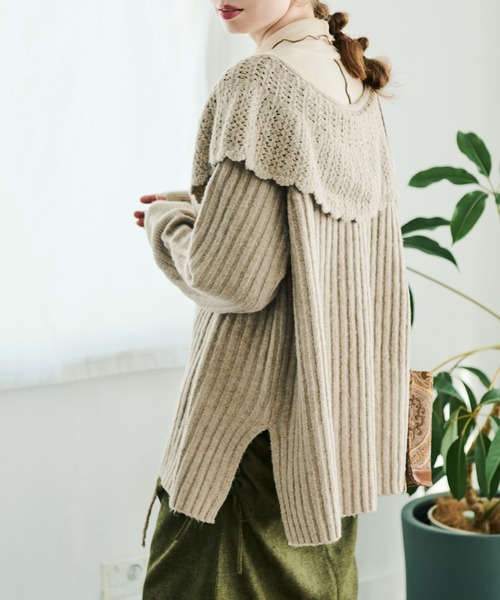 【セール】スカラップカラーリボンニットカーディガン（ニット/セーター）｜Crisp（クリスプ）