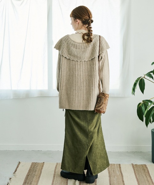 Crisp（クリスプ）の「スカラップカラーリボンニットカーディガン（ニット/セーター・レディース・アイボリー/ベージュ/グリーン/イエロー・FREE）」の16枚目の写真