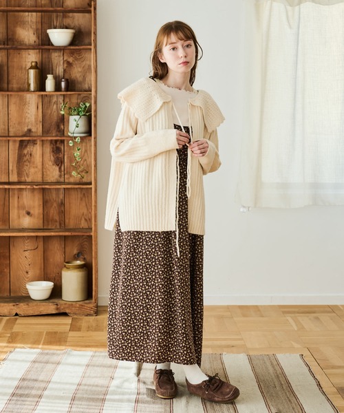 Crisp（クリスプ）の「スカラップカラーリボンニットカーディガン（ニット/セーター・レディース・アイボリー/ベージュ/グリーン/イエロー・FREE）」の22枚目の写真