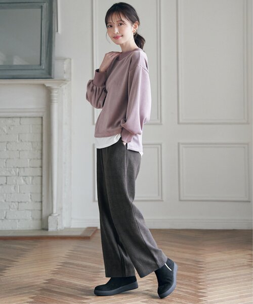 ikka(イッカ)の「カットジャガードパンツ(その他パンツ・レディース・ライトグレー/チャコールグレー/ブラウン・S/M/L)」の10枚目の写真