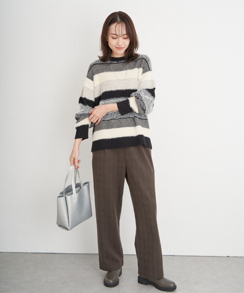 ikka(イッカ)の「カットジャガードパンツ(その他パンツ・レディース・ライトグレー/チャコールグレー/ブラウン・S/M/L)」の16枚目の写真