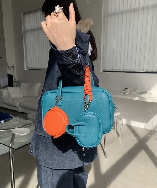 SANSeLF(サンセルフ)の「【LONSLAN】 ポーチ付きバイカラーハンドバッグ sanal24a029(ハンドバッグ・レディース・ホワイト/オレンジ/ターコイズブルー/シルバー・FREE)」の14枚目の写真