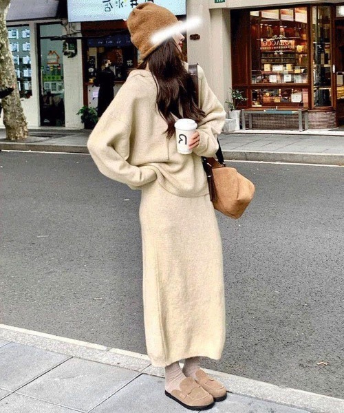 gossip!ロサンゼルス(ゴシップロサンゼルス)の「トップス×スカートニットセットアップ(セットアップ・レディース・ブラウン/グレー/ブラック/オフホワイト/ライトイエロー・FREE)」の22枚目の写真