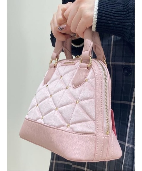 SAMANTHAVEGA（サマンサベガ）の「ベロアキルティングスタッズハンドバッグ（小）（ハンドバッグ・レディース・ベージュ/ピンク/ライトブルー・FREE）」の10枚目の写真