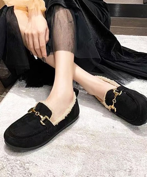 MILAE(ミレ)の「ファーモカシンパンプス(モカシン/デッキシューズ・レディース・ブラック/ベージュ・23cm/23.5cm/24cm/24.5cm)」の10枚目の写真
