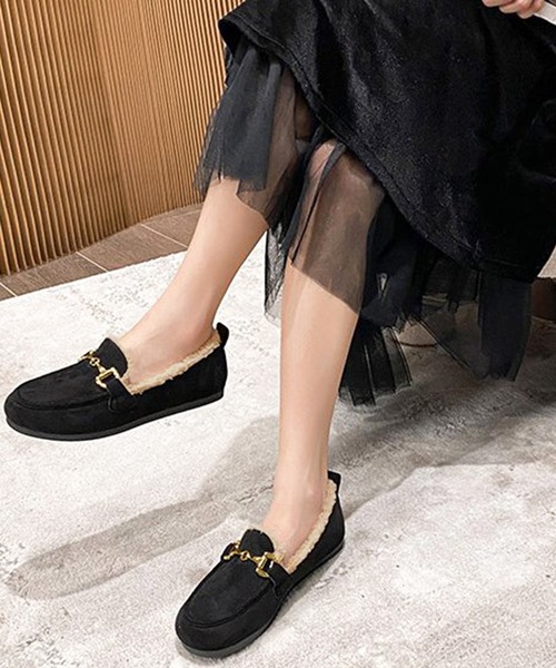 MILAE(ミレ)の「ファーモカシンパンプス(モカシン/デッキシューズ・レディース・ブラック/ベージュ・23cm/23.5cm/24cm/24.5cm)」の9枚目の写真